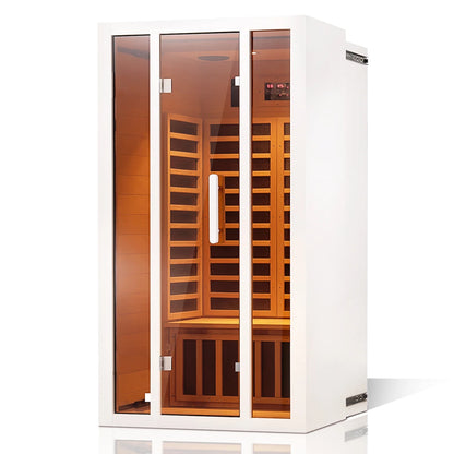 Vanity Art | 2 Person Extendable FAR Infrared Sauna for Home, Hemlock Wood Low EMF 6 Carbon Heaters Indoor Saunas with LED Lights, Bluetooth Speaker, Digital Control Panel, and Seating Bench