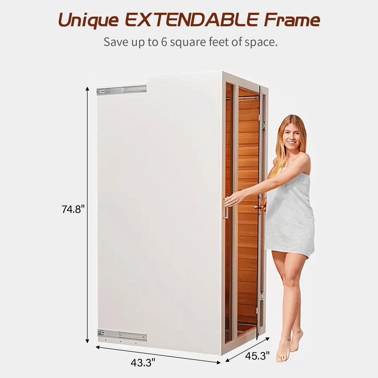 Vanity Art | 2 Person Extendable FAR Infrared Sauna for Home, Hemlock Wood Low EMF 6 Carbon Heaters Indoor Saunas with LED Lights, Bluetooth Speaker, Digital Control Panel, and Seating Bench