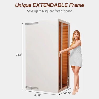 Vanity Art | 2 Person Extendable FAR Infrared Sauna for Home, Hemlock Wood Low EMF 6 Carbon Heaters Indoor Saunas with LED Lights, Bluetooth Speaker, Digital Control Panel, and Seating Bench