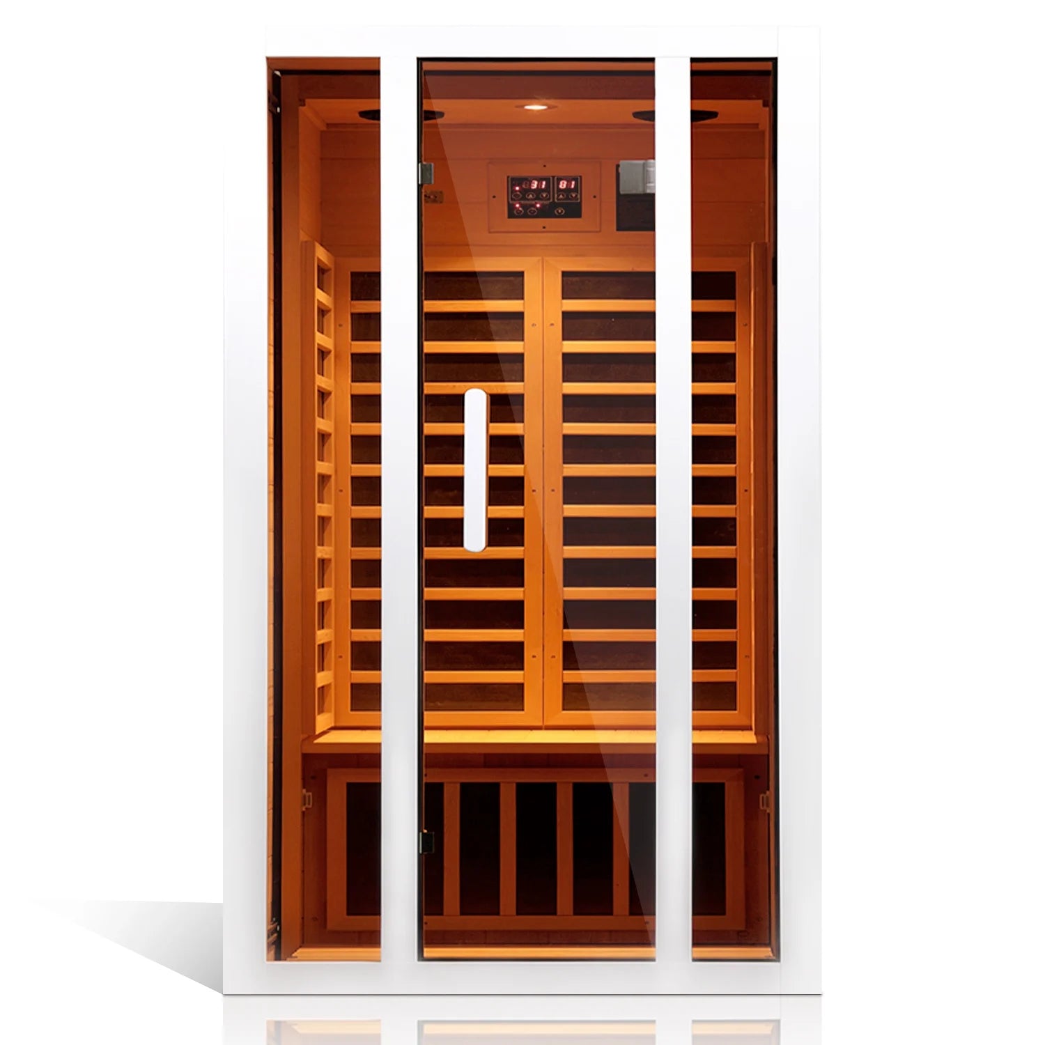 Vanity Art | 2 Person Extendable FAR Infrared Sauna for Home, Hemlock Wood Low EMF 6 Carbon Heaters Indoor Saunas with LED Lights, Bluetooth Speaker, Digital Control Panel, and Seating Bench