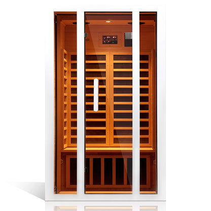 Vanity Art | 2 Person Extendable FAR Infrared Sauna for Home, Hemlock Wood Low EMF 6 Carbon Heaters Indoor Saunas with LED Lights, Bluetooth Speaker, Digital Control Panel, and Seating Bench