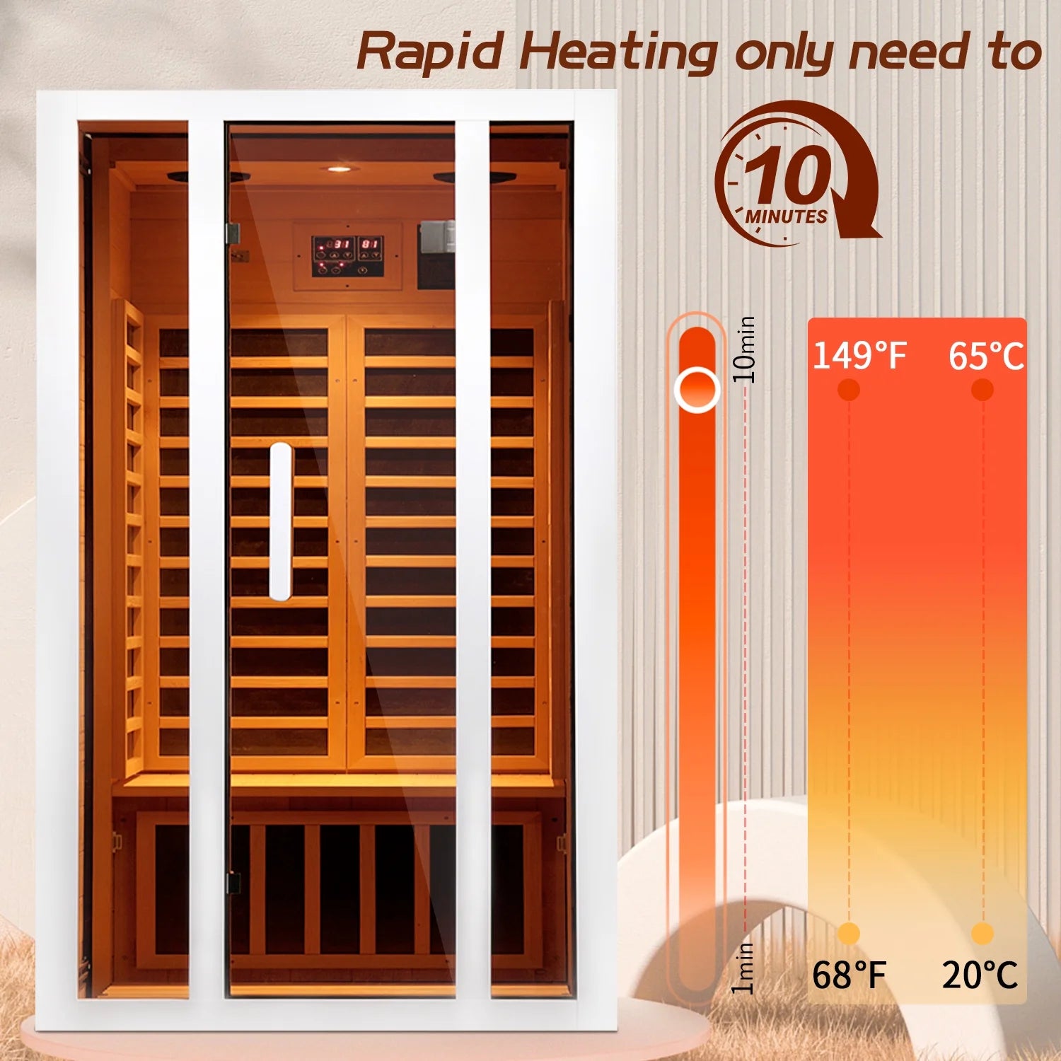 Vanity Art | 2 Person Extendable FAR Infrared Sauna for Home, Hemlock Wood Low EMF 6 Carbon Heaters Indoor Saunas with LED Lights, Bluetooth Speaker, Digital Control Panel, and Seating Bench