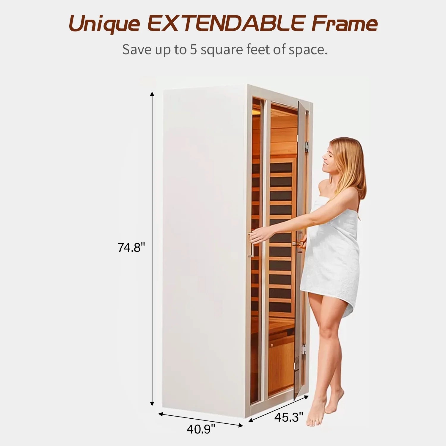 Vanity Art | 2 Person Extendable FAR Infrared Sauna for Home, Hemlock Wood Low EMF 6 Carbon Heaters Indoor Saunas with LED Lights, Bluetooth Speaker, Digital Control Panel, and Seating Bench